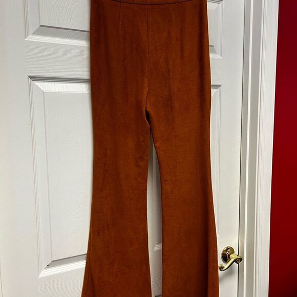 Lexi Drew Moleskin Faux Suede Rust Boot Cut Retro Pants sz S ( flaw) - Picture 5 of 6